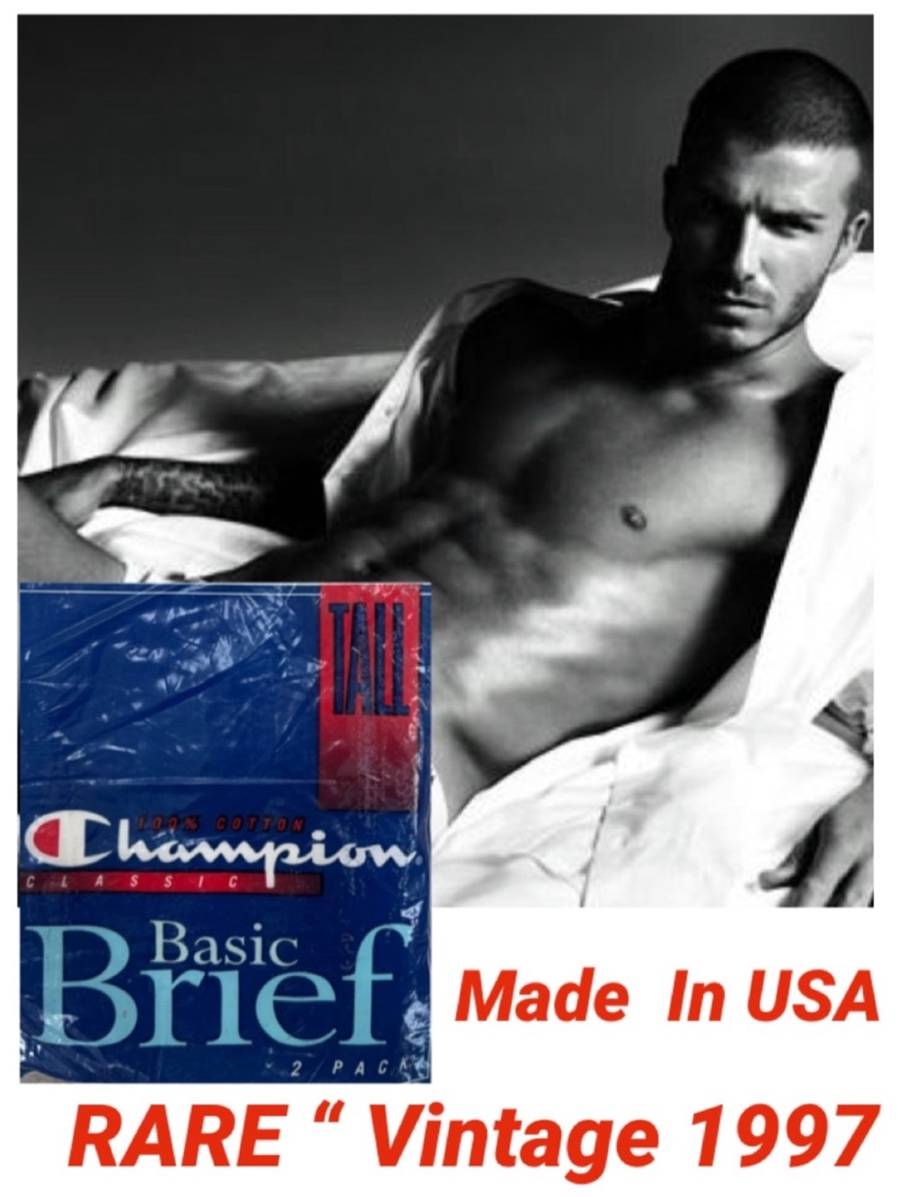 Vintage 90s Champion 2 Pk Basic Brief Made USA Tall NOS 1997 Style U470 Size 42